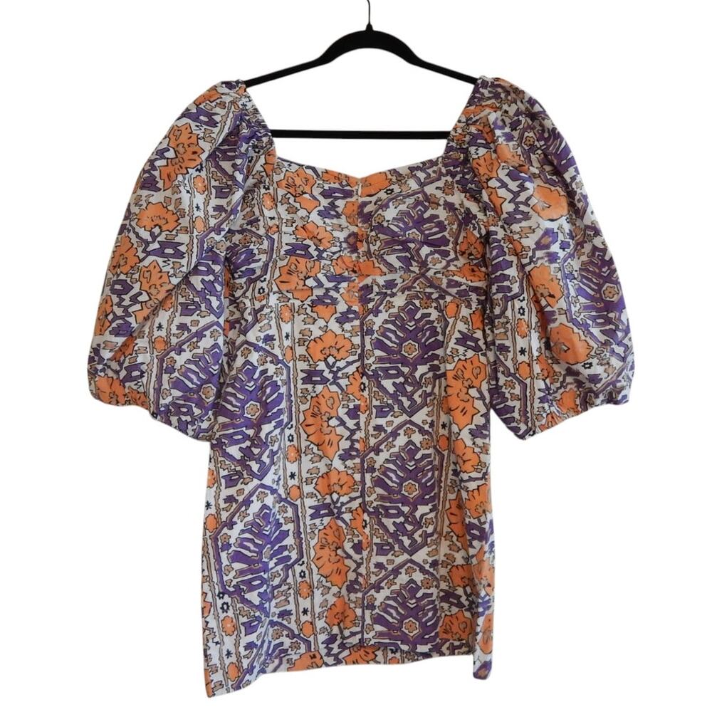 Rhode Mini Dress Jeanne Floral Halter Tie Puff Sleeve Mango Flora Grande Size 2 - Picture 4 of 10